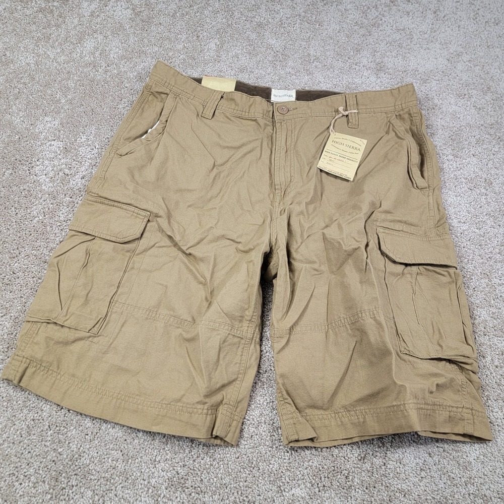 New High Sierra‎ Mens Khaki Cargo Shorts Size 40 Canvas Utility Pockets